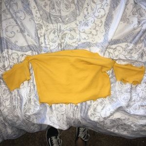 Mustard yellow off the shoulder crop top